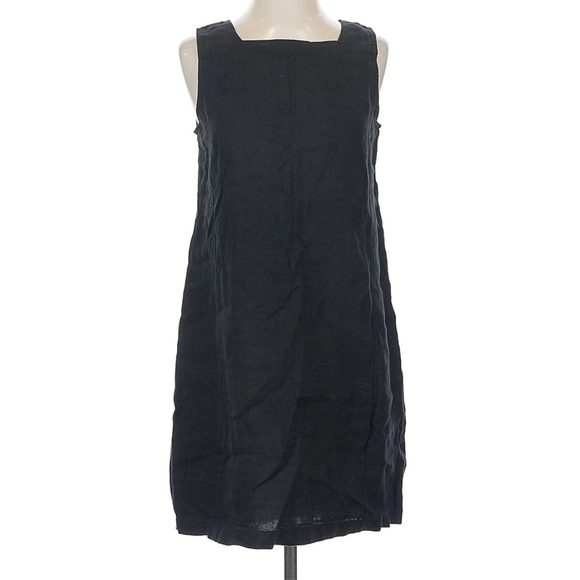 MATE the Label Organic Flax Linen Square Neck Sleeveless Mini dress Black S - Picture 2 of 7